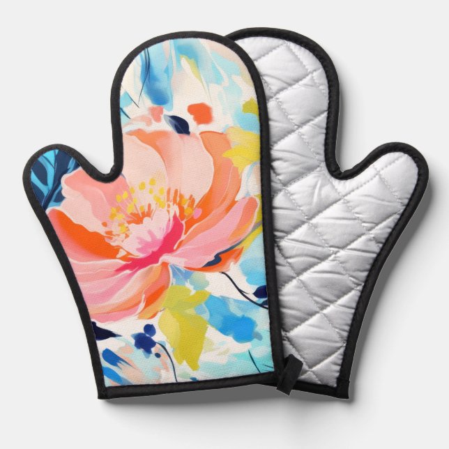Abstract floral pattern painting  ofenhandschuh (Vorderseite/Rückseite)