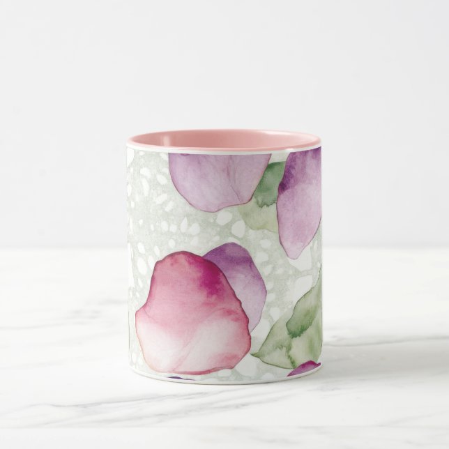 Abstract Floral Pink, Lavender, Green Coffee Mug Tasse (Zentrum)