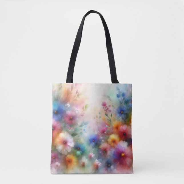 Abstract Floral Tote in Watercolor Style (Vorderseite)