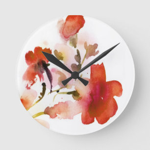 Abstract floral watercolor paintings runde wanduhr