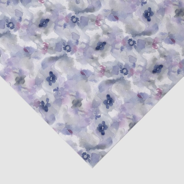 Abstract Floral Watercolor Pattern Lavender Blue Seidenpapier (Ausschnitt)