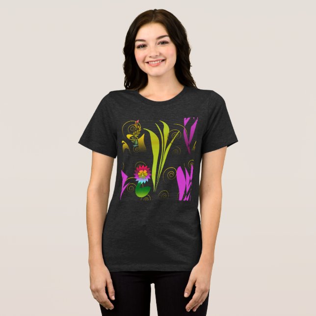 Abstract Floral with Spirals 1 Tri-Blend Shirt (Vorderseite voll)