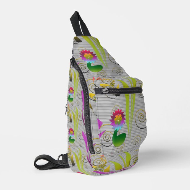 Abstract Floral with Spirals 2 Crossbody Bag (Linke Seite)
