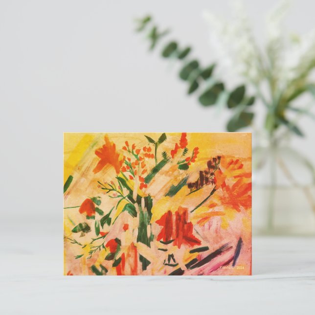 Abstract Flower Art Card Postkarte (Stehend Vorderseite)