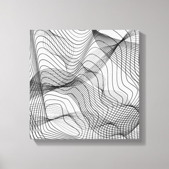 Abstract Flowing Lines Wall Art – Minimal Line Art Leinwanddruck (Vorderseite)