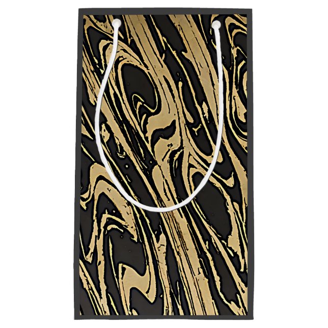 Abstract Fluid Art - Black Marble Effect Kleine Geschenktüte (Vorderseite)