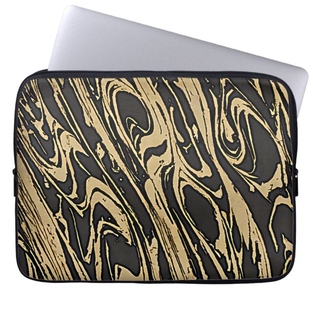 Abstract Fluid Art - Black Marble Effect Laptopschutzhülle (Vorderseite)
