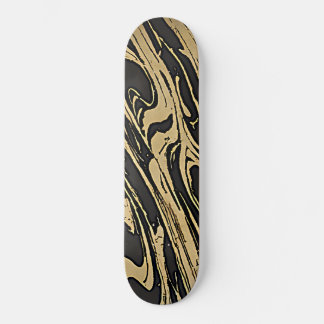 Abstract Fluid Art - Black Marble Effect Skateboard