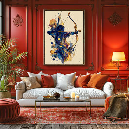 Abstract Fluid Ink Archer – Modern Motion Wall Art Poster
