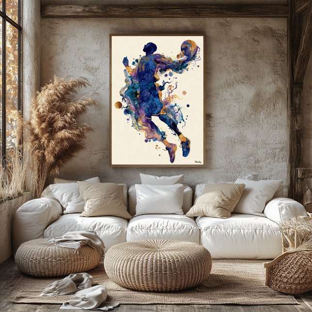 Abstract Fluid Ink Basketball Player – Modern Art Poster (Von Creator hochgeladen)