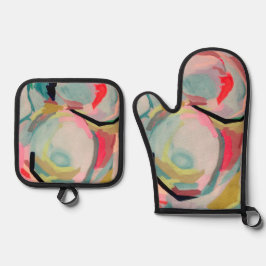 Abstract Fluro Acrylic Painting   Ofenhandschuh & Topflappen-Set