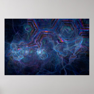 Abstract Fractal Nebula and Geometric Morph Poster