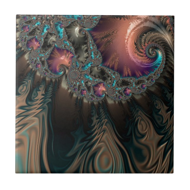Abstract fractal patterns and shapes. Fractal Art Fliese (Vorderseite)