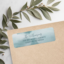 Abstract Frost Blue Watercolor Return Address