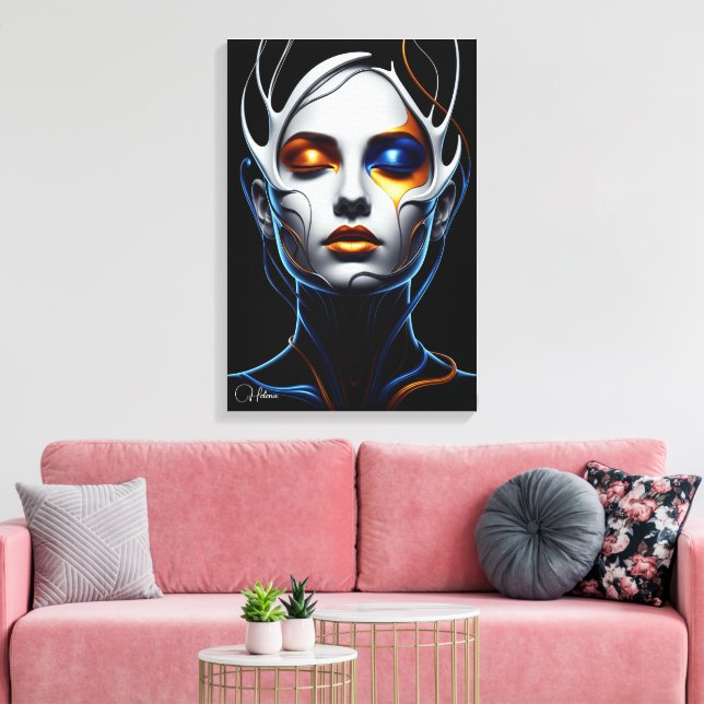 Abstract Futuristic Woman Portrait Canvas Art Leinwanddruck (Insitu (Wohnzimmer))