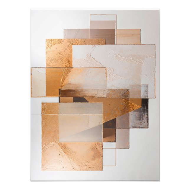 Abstract Geometric Collage with Earth Tones Fotodruck (Vorne)