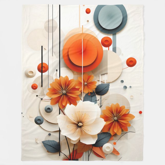 Abstract Geometric Floral Fleecedecke (Vorderseite)