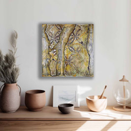 Abstract Geometric Grey & Yellow Leinwanddruck