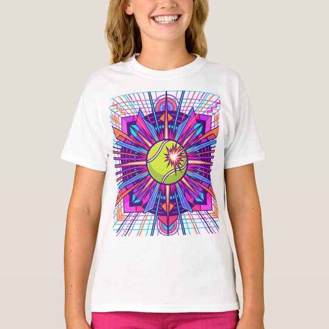 Abstract Geometric Padel Ball Sports Illustration T-Shirt (Vorderseite)