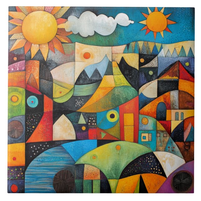 Abstract Geometric Painting Fliese (Vorderseite)