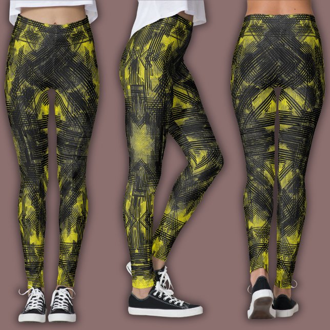Abstract Geometric Pattern | Black and Yellow Leggings (Von Creator hochgeladen)
