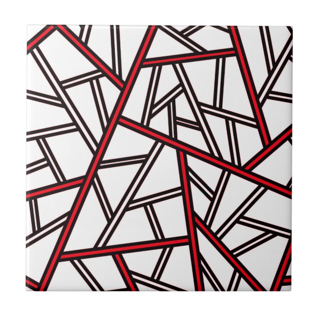 Abstract geometric pattern - red, black and white. fliese (Vorderseite)