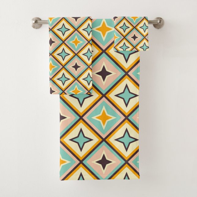 Abstract geometric pattern with diamond shapes badhandtuch set (Insitu)