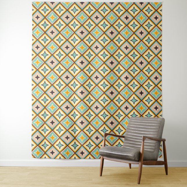 Abstract geometric pattern with diamond shapes wandteppich (Beispiel)