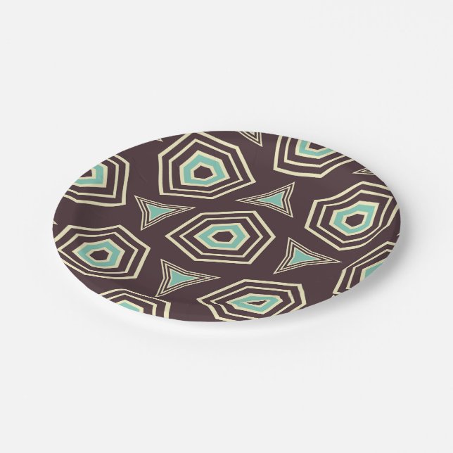 Abstract geometric pattern with layered pentagons  pappteller (Schrägansicht)