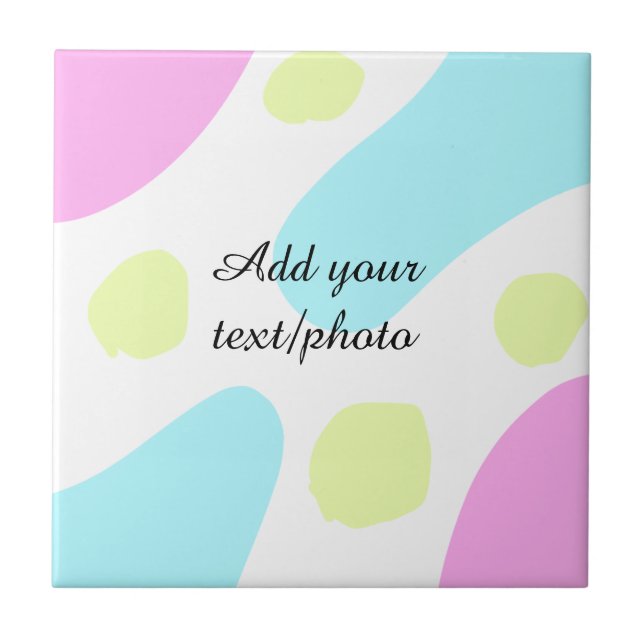 Abstract geometric shapes pastel add name photo ba fliese (Vorderseite)