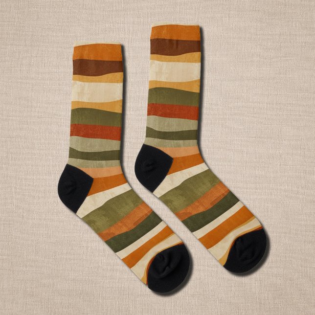 Abstract Geometric Stripes- autumn mood  Socken (Von Creator hochgeladen)