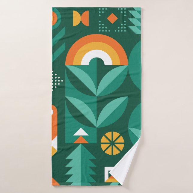 Abstract geometric vintage pattern in Scandinavian Badehandtuch (Badehandtuch)