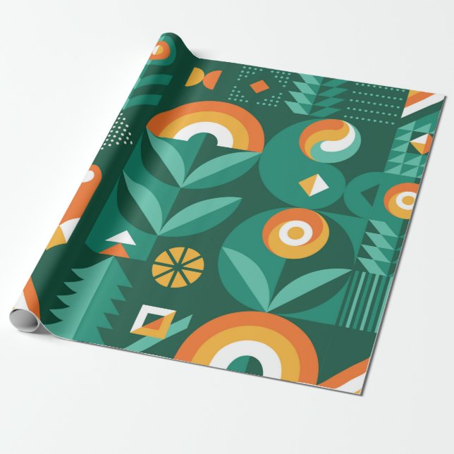 Abstract geometric vintage pattern in Scandinavian Geschenkpapier (Ungerollt)