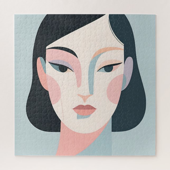 Abstract Geometric Woman Portrait Minimalist Puzzle (Vertikal)