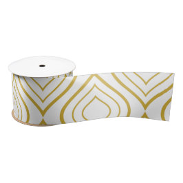 Abstract geometrical, white and gold satinband