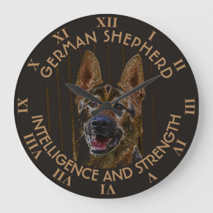 Abstract German Shepherd Dog Große Wanduhr