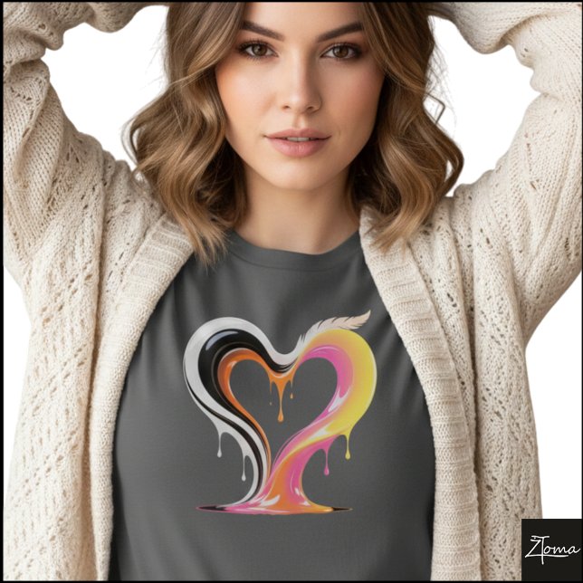 Abstract Glossy Dripping Heart Pop Art T-Shirt (Sample design. Several style are available to choose from, with the option to add a name & color.
)