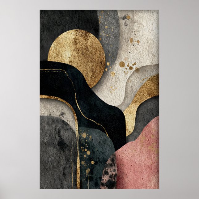 Abstract Gold Minimalist Print, Boho Printable Poster (Vorne)