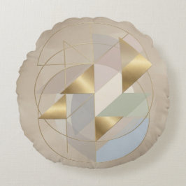 Abstract Golden Accent Round Pillow | Modern Decor Rundes Kissen