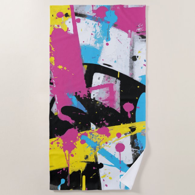Abstract Graffiti Splash Urban Pop Art Strandtuch (Vorderseite)