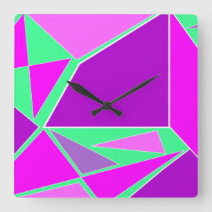 Abstract graphic - purple green design quadratische wanduhr