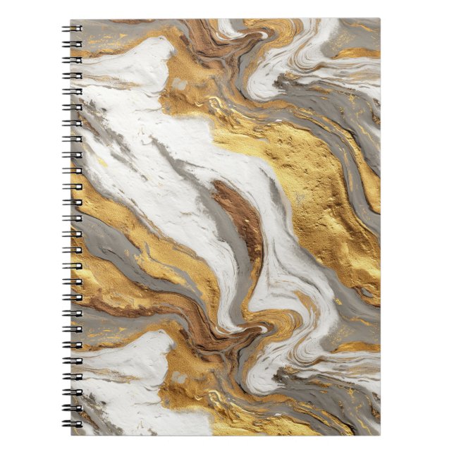 Abstract Gray Marble Texture with Flowing Gold Notizblock (Vorderseite)