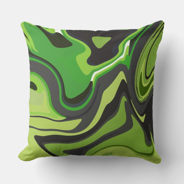 Abstract Green Flowing Pattern Kissen (Vorderseite)