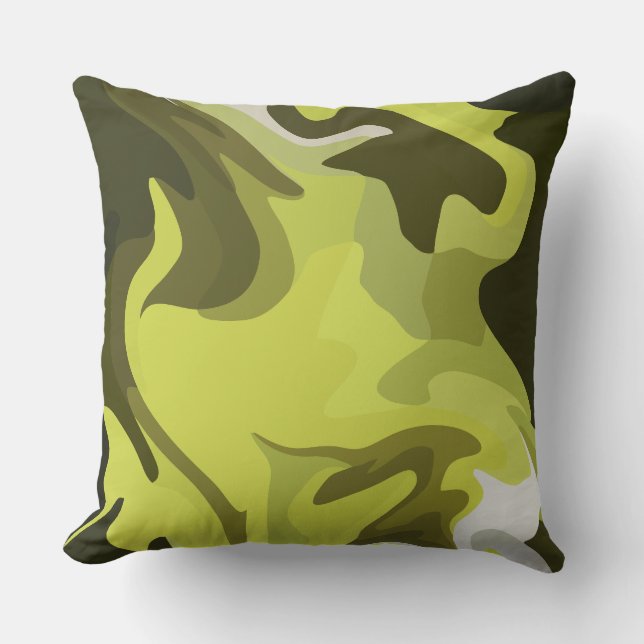 Abstract Green Fluid Art with Dark Accents Kissen (Vorderseite)