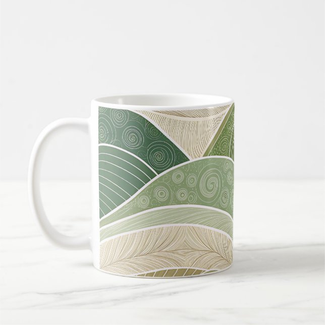 Abstract Green Hills Art Mug | Modern Nature Kaffeetasse (Links)