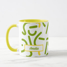 Abstract Green Yellow Lines Tasse