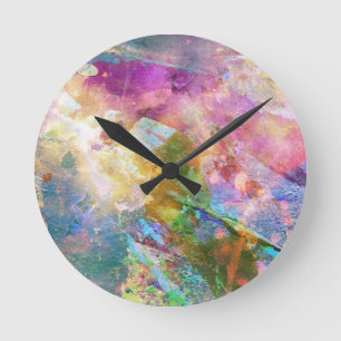 Abstract grunge texture with watercolor paint 3 runde wanduhr