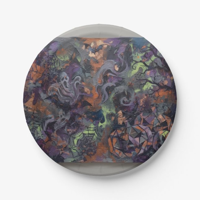 Abstract Halloween  Pappteller (Vorderseite)