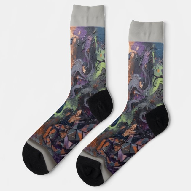 Abstract Halloween  Socken (Linkes Detail)