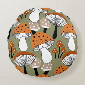 Abstract Hand Drawing Colorful Mushrooms Repeating Rundes Kissen